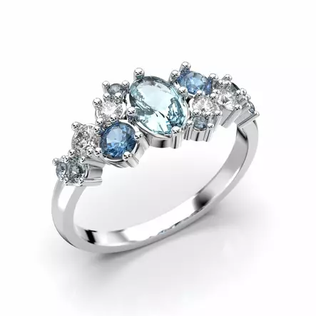 Festive Natasha Blue timanttisormus 0,16 ct valkokulta - Muut timanttisormukset - 14-610-100B-VK-150 - 1