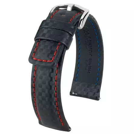 Hirsch Carbon nahkaranneke musta L - Kellon rannekkeet - 02592052-2-20 - 1