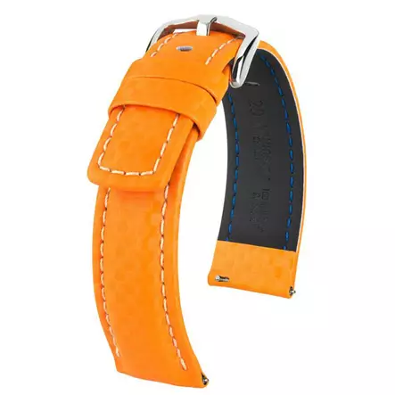 Hirsch Carbon nahkaranneke oranssi L - Kellon rannekkeet - 02592076-2-20 - 1