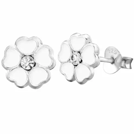 Hopeakorvakorut valkoinen kukka - Hopeakorut - HME040 - 1