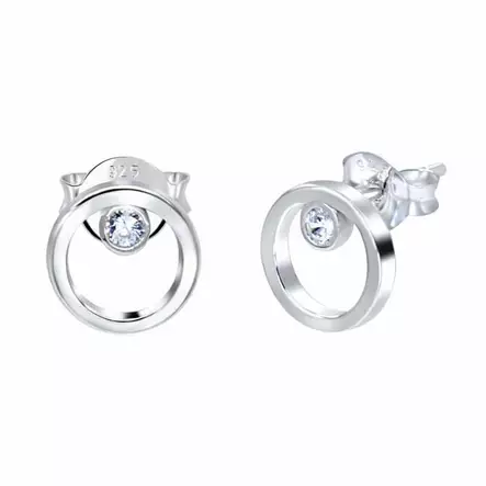 Hopeakorvakorut ympyrä zirkonilla - Hopeakorut - HME420 - 1