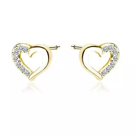 Kullatut hopeiset sydänkorvakorut - Hopeakorut - HME710 - 1