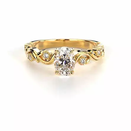 Festive Feeniks Lux Oval Timanttisormus 0,56 ct keltakulta - Sivukivisormukset - 14-716-056-KK-150 - 2