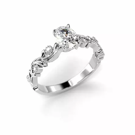 Festive Feeniks Lux Oval Timanttisormus 0,56 ct valkokulta - Sivukivisormukset - 14-716-056-VK-150 - 1