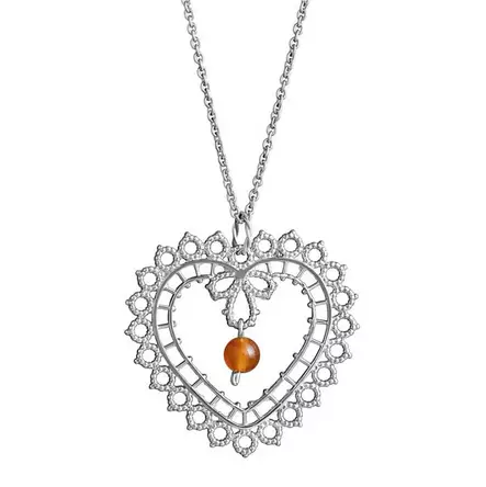 Lempikoru Pitsisydän hopeariipus punainen kristallihelmi - Hopeakorut - 3231073500 - 1