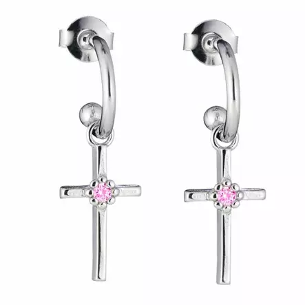 Lumoava Daisy Risti Korvarenkaat Pinkki L54268150000 - Hopeakorut - L54268150000 - 1