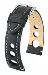 Hirsch Rally nahkaranneke musta L 20 mm - Kellon rannekkeet - 05102051-2-20 - 1