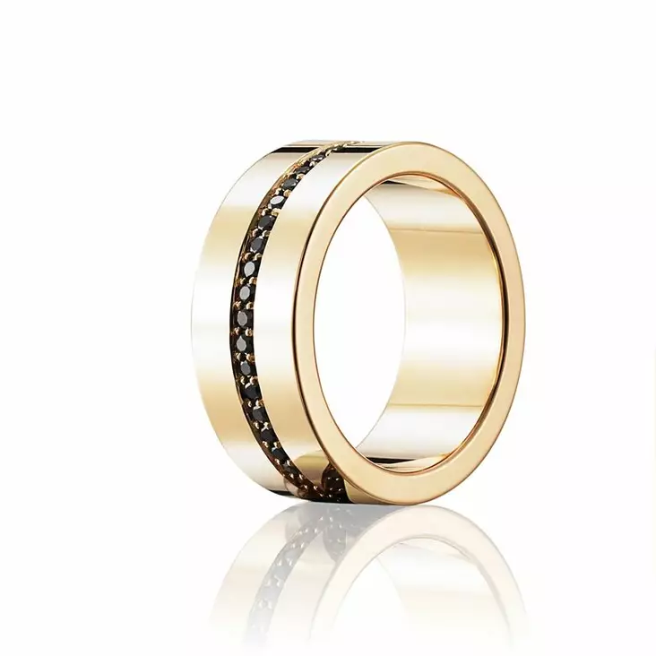 Efva Attling Wide and Black Stars timanttisormus 13-101-01005 - Allianssisormukset - 13-101-01005-150 - 1