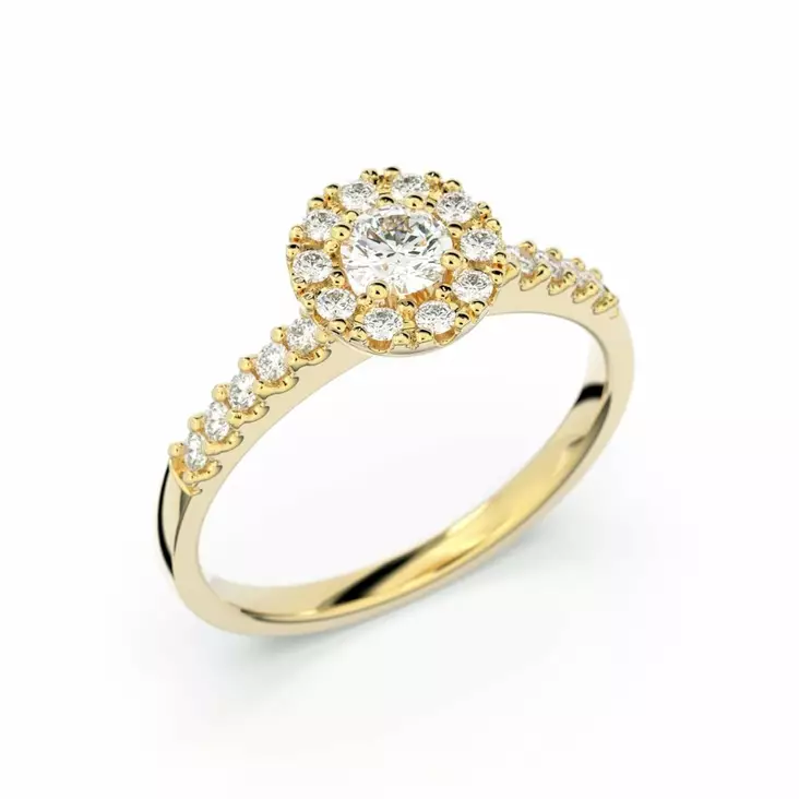 Festive Annabella timanttisormus 0,38 ct keltakulta - Halosormukset - 599-038-KK - 1