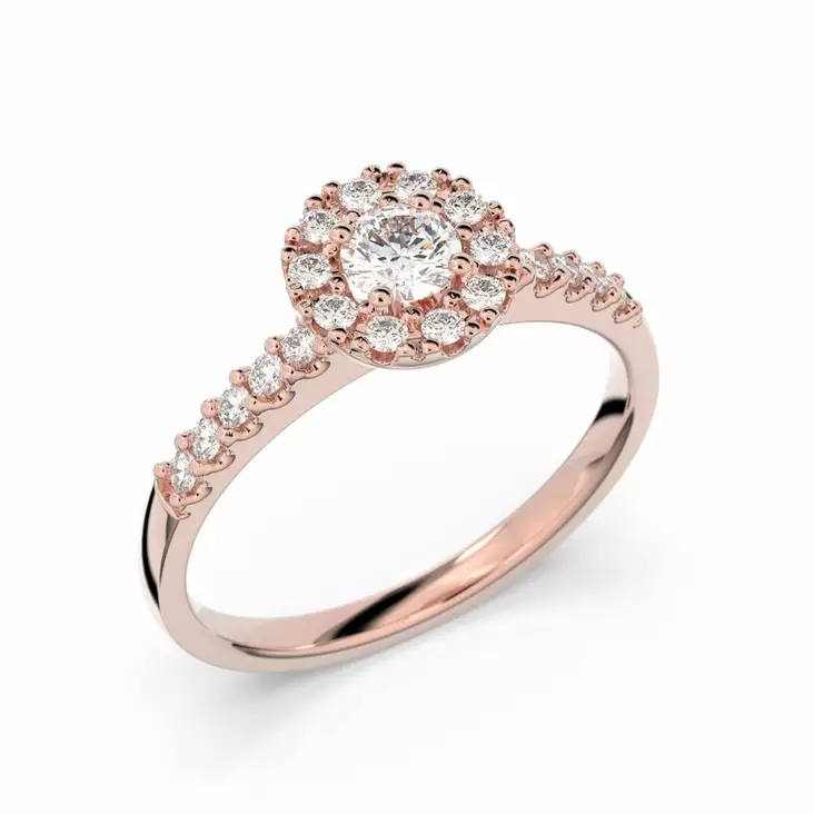 Festive Annabella timanttisormus 0,38 ct punakulta - Halosormukset - 599-038-PK - 1