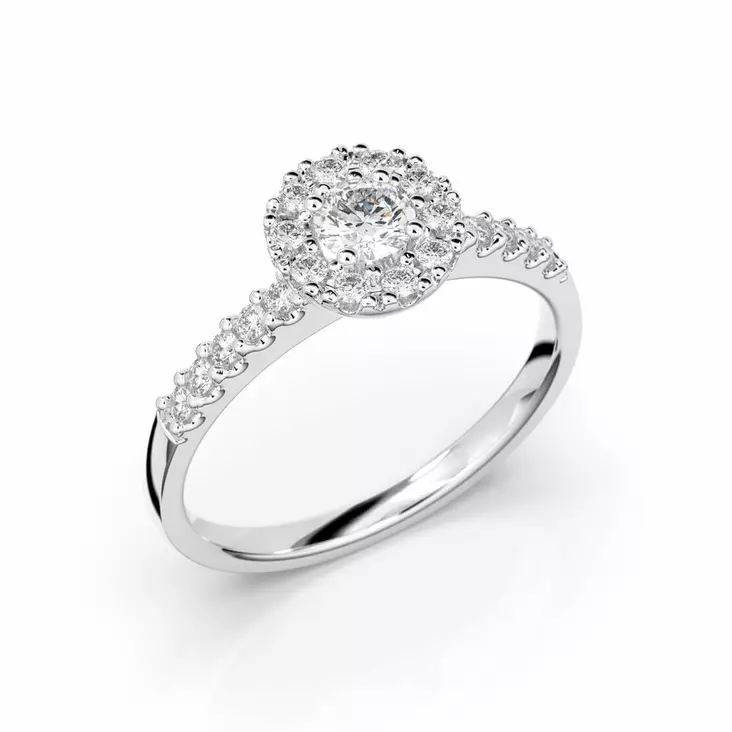 Festive Annabella timanttisormus 0,38 ct valkokulta - Halosormukset - 599-038-VK - 1