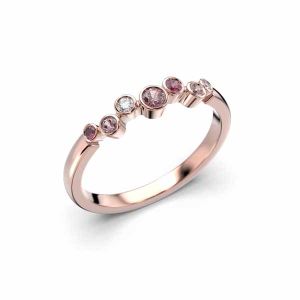 Festive Drop Pink timanttisormus 14-644-015P-PK - Punakultasormukset - 14-644-015P-PK-180 - 1