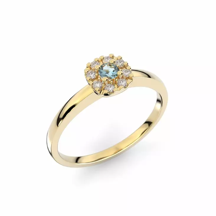 Festive Jasmin akvamariini-timanttisormus 0,08 ct - Halosormukset - 14-562-015A-KK-150 - 1