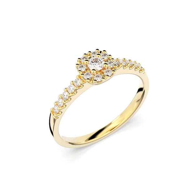 Festive Jasmin timanttisormus 0,25 ct keltakulta - Halosormukset - 14-561-025-KK-150 - 1