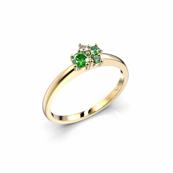 Festive Nadja Bloom Green timanttisormus 0,02 ct keltakulta - Muut timanttisormukset - 14-691-017G-KK-150 - 1
