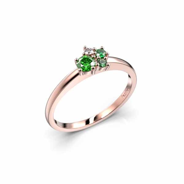 Festive Nadja Bloom Green timanttisormus 0,02 ct punakulta - Muut timanttisormukset - 14-691-017G-PK-150 - 1