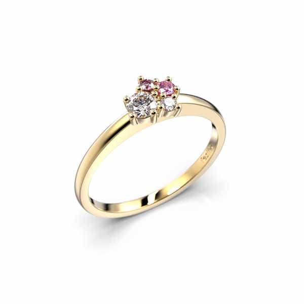 Festive Nadja Bloom Pink timanttisormus 0,12 ct keltakulta - Muut timanttisormukset - 14-691-017P-KK-150 - 1