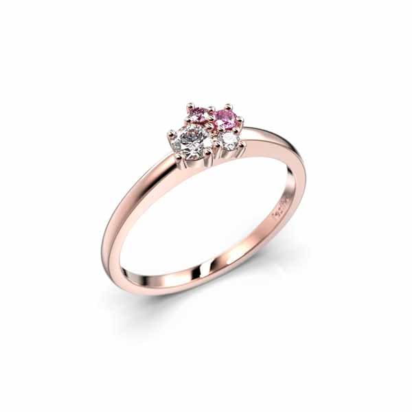 Festive Nadja Bloom Pink timanttisormus 0,12 ct punakulta - Muut timanttisormukset - 14-691-017P-PK-150 - 1