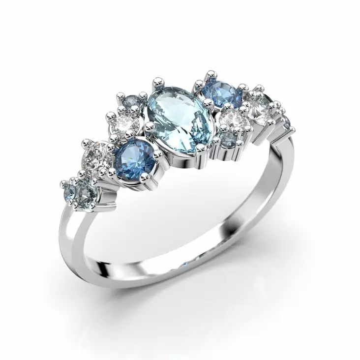 Festive Natasha Blue timanttisormus 0,16 ct valkokulta - Muut timanttisormukset - 14-610-100B-VK-150 - 1