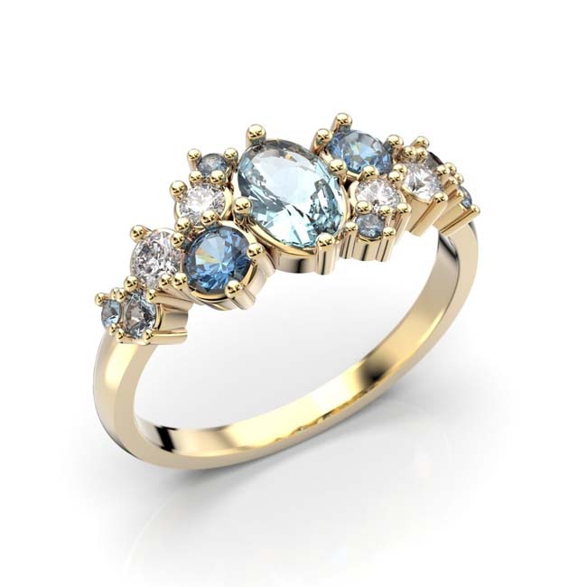 Festive Natasha Blue timanttisormus 0,16 ct keltakulta - Muut timanttisormukset - 14-610-100B-KK-150 - 1