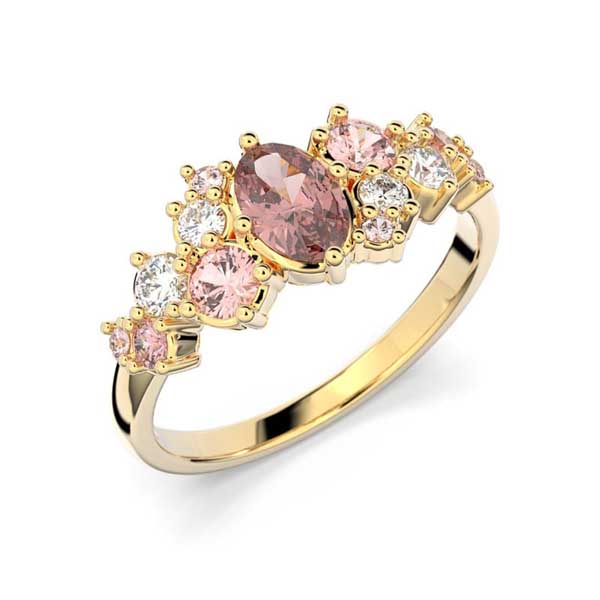 Festive Natasha Pink timanttivärikivisormus 0,16 ct keltakulta - Muut timanttisormukset - 610-100P-KK - 1