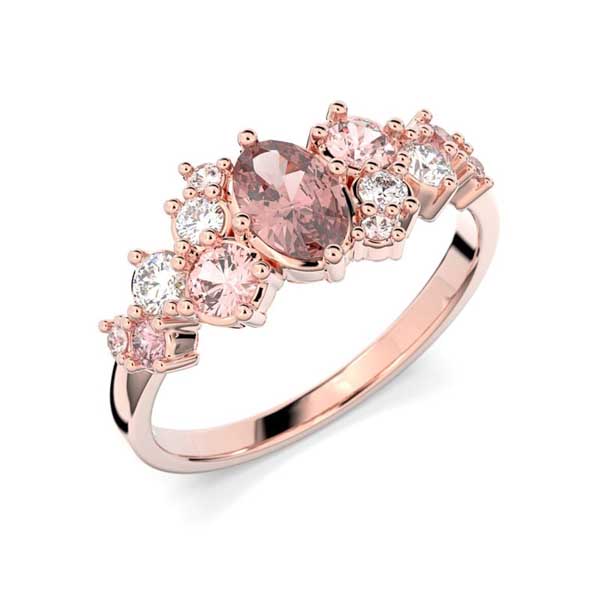 Festive Natasha Pink timanttivärikivisormus 0,16 ct punakulta - Muut timanttisormukset - 610-100P-PK - 1