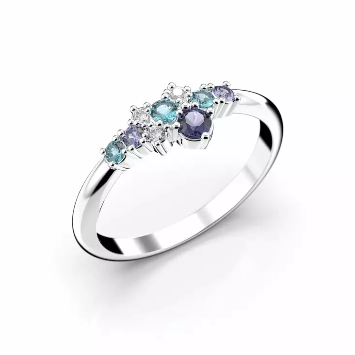 Festive Nelly Blue timanttisomus 0,03 ct - Valkokultasormukset - 14-609-019B-VK-160 - 1