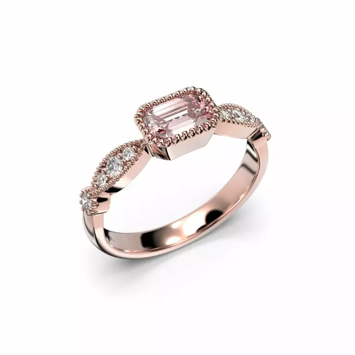 Festive Rosette Petite timanttimorganiittisormus 0,16 ct ruusukulta - Muut timanttisormukset - 653-066-PK - 1