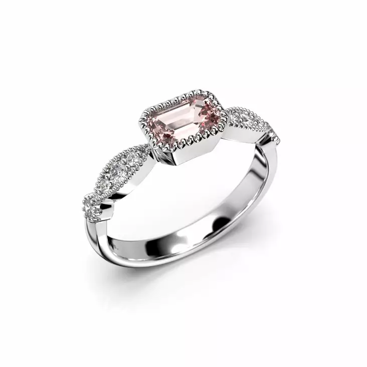Festive Rosette Petite timanttimorganiittisormus 0,16 ct valkokulta - Muut timanttisormukset - 653-066-VK - 1