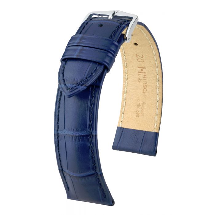 Hirsch Duke Nahkaranneke Sininen L NQ - Kellon rannekkeet - 01028080NQ-2-20 - 1