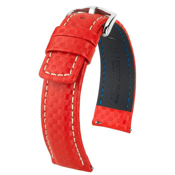Hirsch Carbon nahkaranneke punainen L - Kellon rannekkeet - 02592020-2-20 - 1