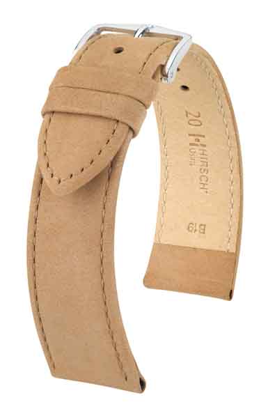 Hirsch Osiris nahkaranneke beige M 20 mm - Kellon rannekkeet - 03433190-2-20 - 1