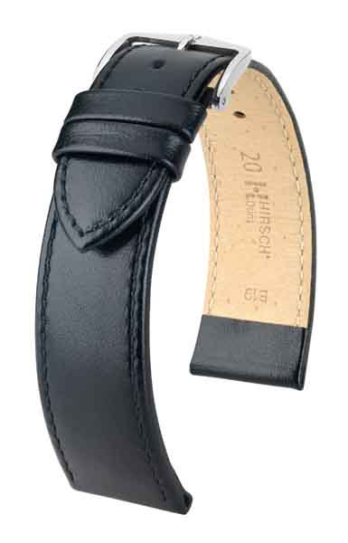 Hirsch Osiris nahkaranneke musta XL 20 mm - Kellon rannekkeet - 03475250-2-20 - 1