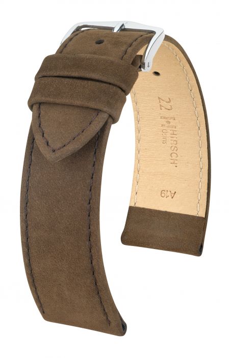 Hirsch Osiris nahkaranneke ruskea L 20 mm - Kellon rannekkeet - 03433010-2-20 - 1