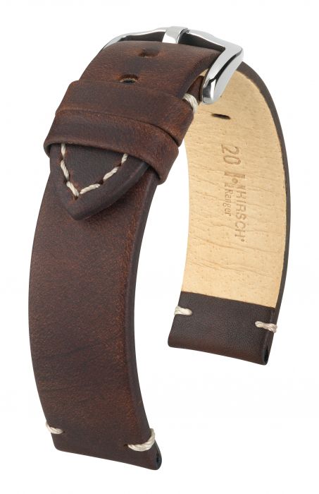 Hirsch Ranger nahkaranneke ruskea L 20 mm - Kellon rannekkeet - 05402010-2-20 - 1