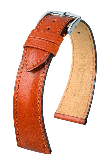 Hirsch Siena nahkaranneke kullanruskea L 20 mm - Kellon rannekkeet - 04202070-2-20 - 1