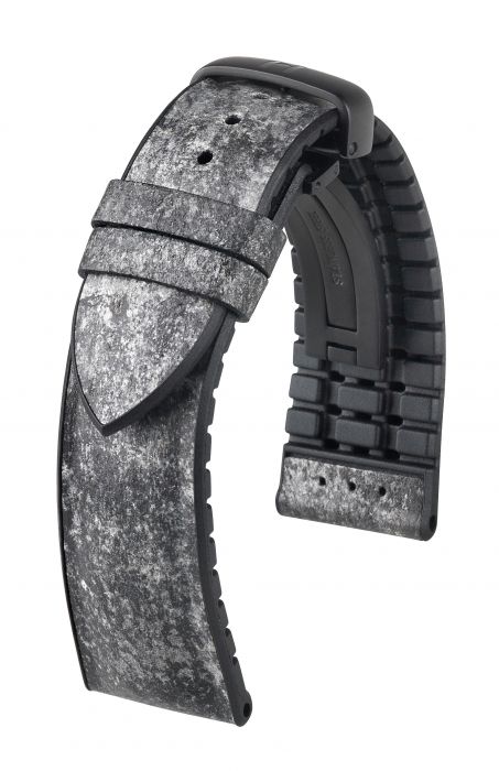 Hirsch Stone kellonranneke harmaa/musta L 20 mm - Kellon rannekkeet - 0925044032-5-20 - 1