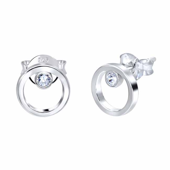 Hopeakorvakorut ympyrä zirkonilla - Hopeakorut - HME420 - 1