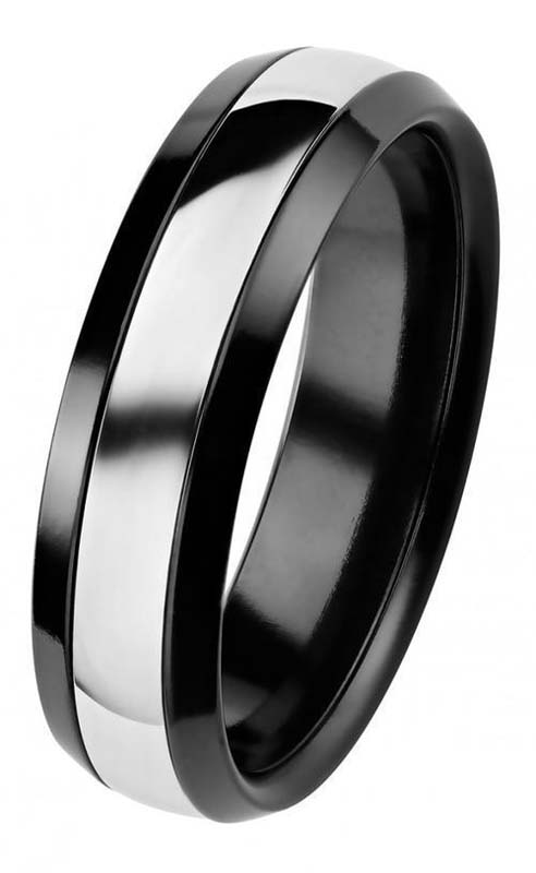 Kohinoor Black Duetto Edition kihlasormus musta 6 mm 006-092V - Valkokultasormukset - 006-092V-160 - 1