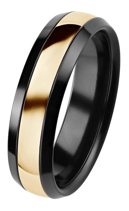 Kohinoor Black Duetto Edition kihlasormus musta 6 mm 006-092 - Keltakultasormukset - 006-092-160 - 1