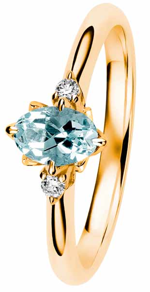 Kohinoor Rosa akvamariinisormus 033-260K-04A - Sivukivisormukset - 033-260K-04A-150 - 1