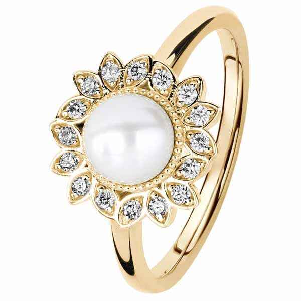 Kohinoor Swan timanttisormus helmellä 033-434-08 - Halosormukset - 033-434-08-150 - 1