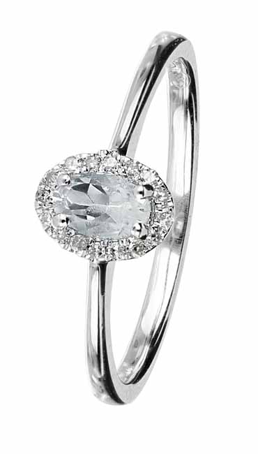 Kohinoor halo-timanttisormus akvamariini - Halosormukset - 033-P7303V-170 - 1