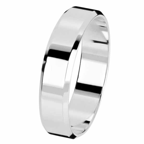 Kohinoor valkokultainen kihlasormus viisteflakka 5 mm 003-615V - Valkokultasormukset - 003-615V-150 - 1