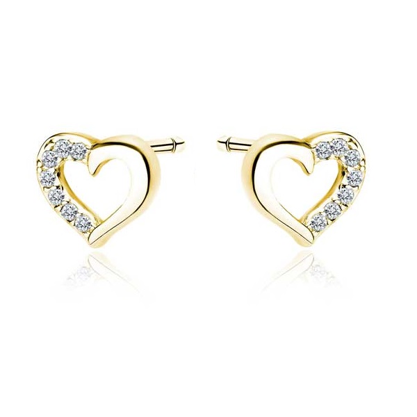 Kullatut hopeiset sydänkorvakorut - Hopeakorut - HME710 - 1