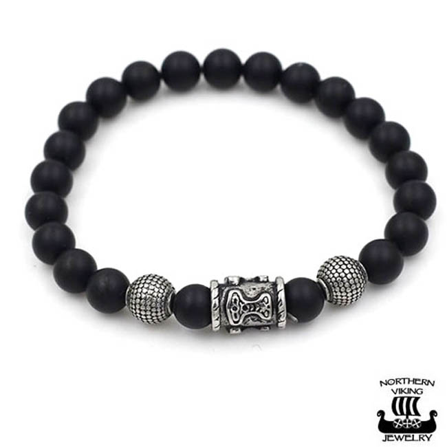 Northern Viking Jewelry Blackstone Thorin Vasara rannekoru NVJRA010 - Teräskorut - NVJRA010 - 1