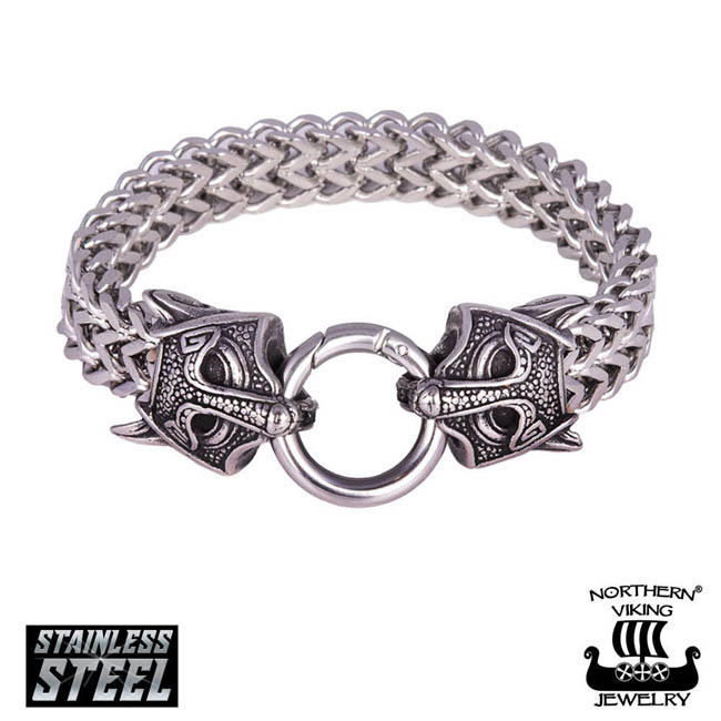 Northern Viking Jewelry Guardian Wolf Rannekoru NVJRA030 - Teräskorut - NVJRA030 - 1