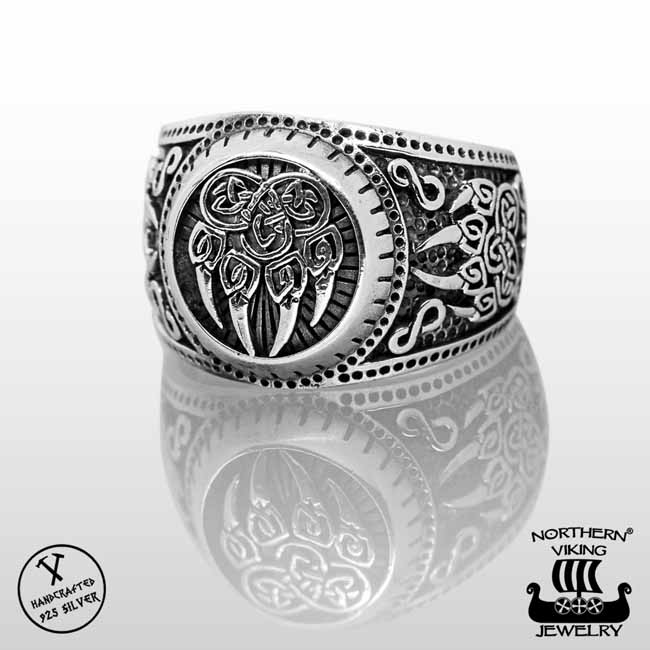 Northern Viking Jewelry Karhun Käpälä sormus NVJ-H-SO012 - Hopeasormukset - NVJ-H-SO012-190 - 1