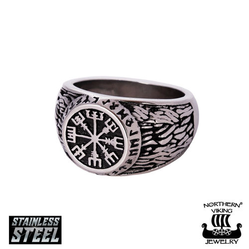 Northern Viking Jewelry Riimu Vegvisir sormus NVJSO021 - Terässormukset - NVJSO021-190 - 1