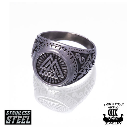 Northern Viking Jewelry Shield Valknut sormus NVJSO024 - Terässormukset - NVJSO024-190 - 1